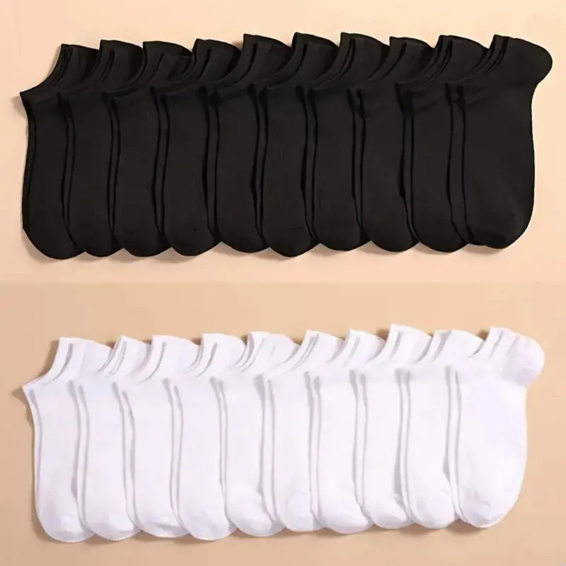 Ankle Sock Low Cut - 10 Pares de Calcetines Invisibles Negros