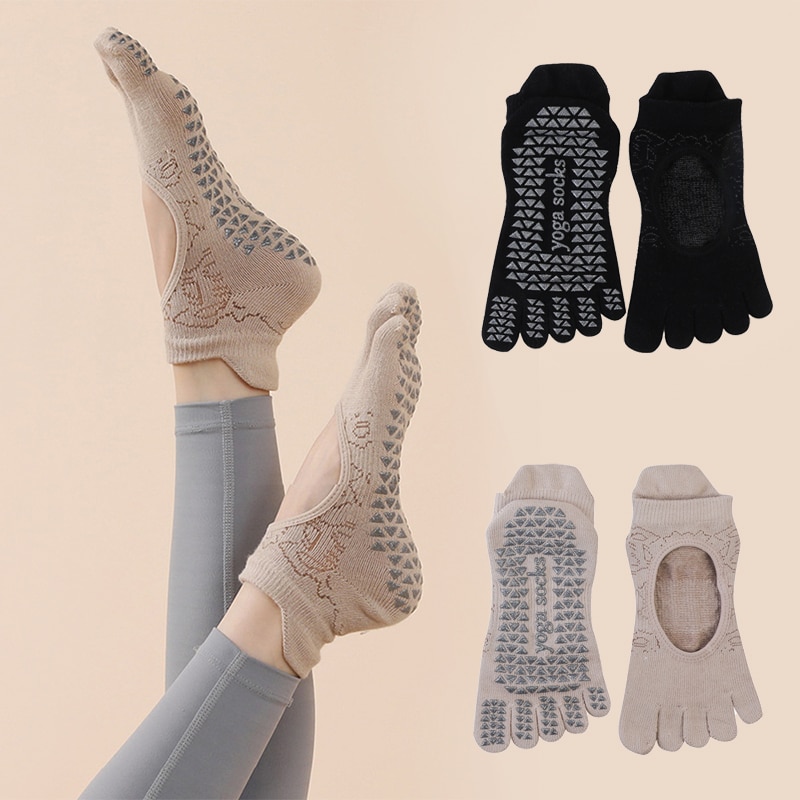 Grip Sock Yoga - Calcetines antideslizantes con cinco dedos para