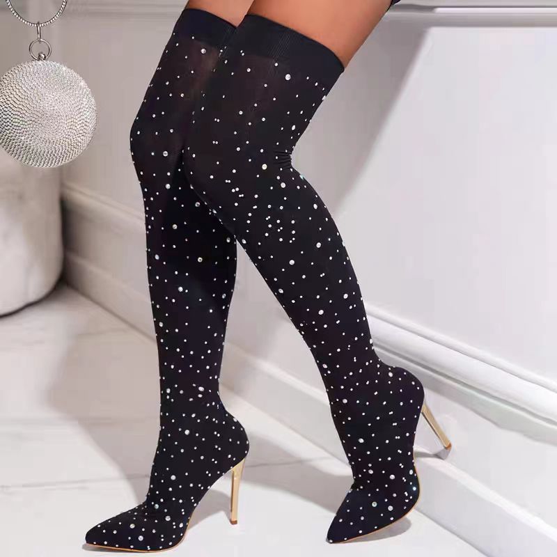 Knee High Sock Women - Botas de calcetín elásticas con pierna