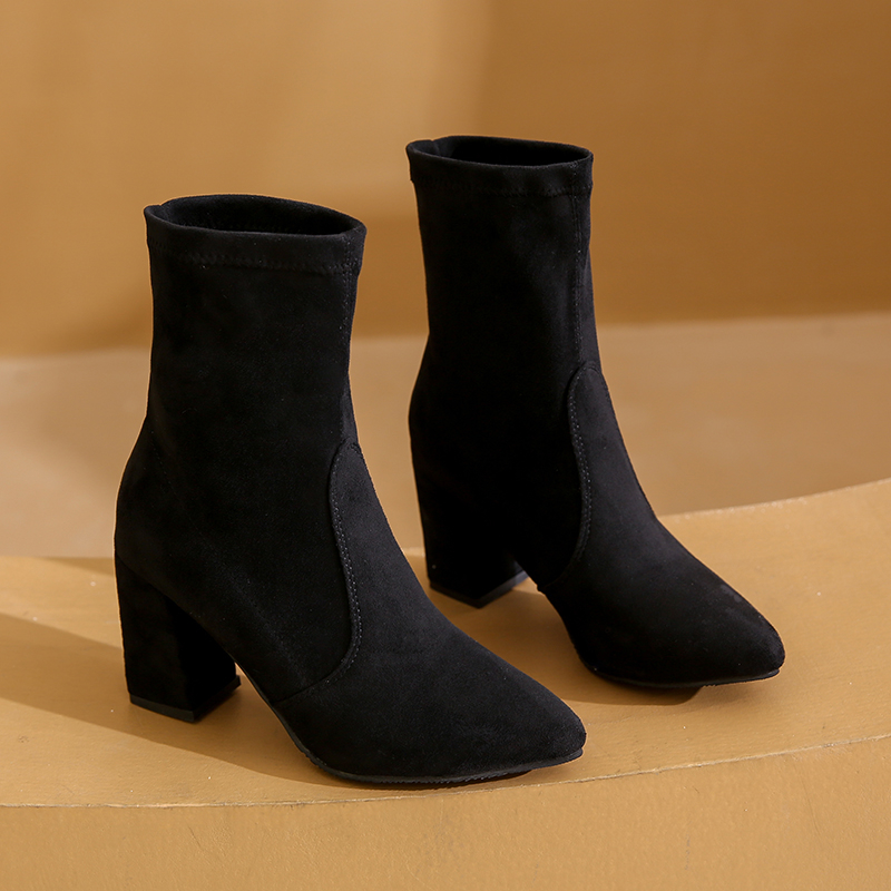 Botines de moda de tacón grues - No Show Sock Women reseña y precio